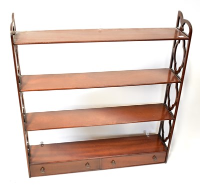 Lot 91 - A Georgian-style mahogany set of wall shelves,...