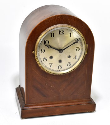 Lot 1490 - An early 20th century inlaid mahogany dome topped bracket clock