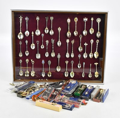 Lot 1436 - A large collection of souvenir spoons,...