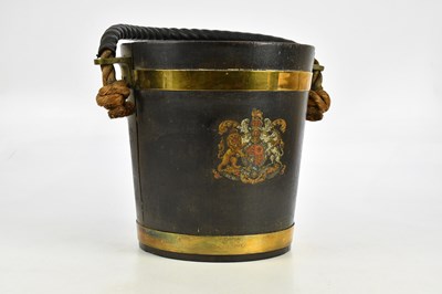 Lot 1279 - A coopered oak and brass bound coal bucket, 33cm.