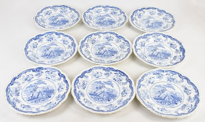 Lot 231 - A collection of nine blue and white transfer...