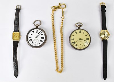 Lot 987 - Two hallmarked silver open face pocket watches,...