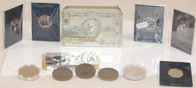 Lot 442 - Nine Charles III decorated fifty pence pieces,...