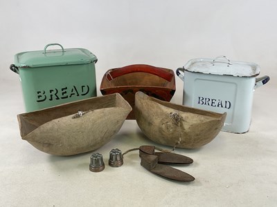 Lot 1079 - A vintage green enamelled 'Bread' bin, similar...