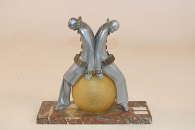 Lot 1200 - An Art Deco Pierrot and Pierrette table lamp,...