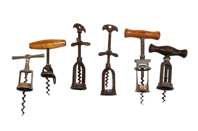 Lot 1031 - A group of six vintage corkscrews, including...