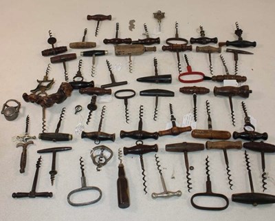 Lot 1032 - A large collection of hand pull corkscrews,...
