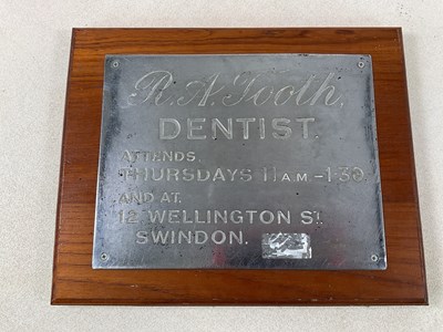 Lot 1080 - A vintage dentist's sign inscribed 'R.A. Tooth,...