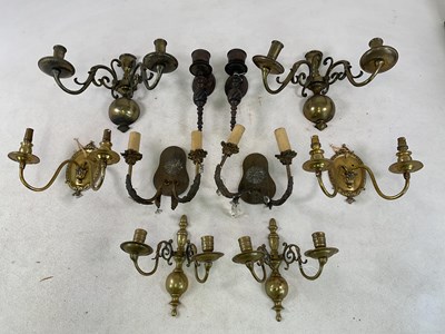 Lot 1221 - Four pairs of decorative wall lights and a...