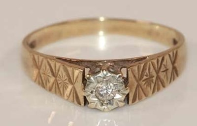 Lot 412 - A 9ct yellow gold cubic zirconia single stone...