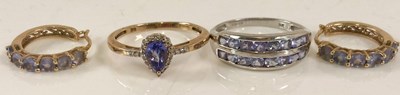 Lot 374 - A 9ct white gold ring, size O 1/2, a 9ct...