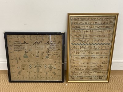 Lot 74 - A mid 19th century alphabet sampler, ‘Rebecca...