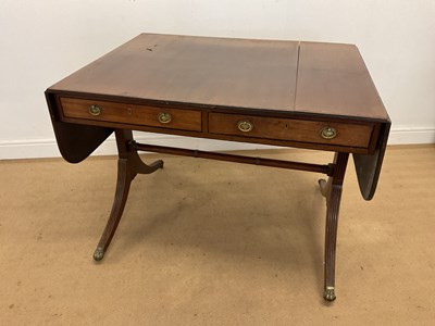 Lot 726 - A late George III mahogany sofa table, raised...