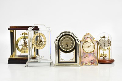 Lot 2386 - Five modern decorative clocks, including a...