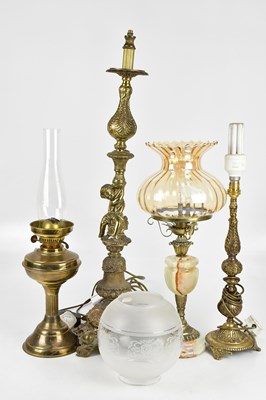 Lot 2417 - A decorative gilt metal table lamp, with a...