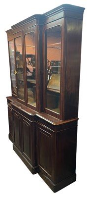 Lot 2083 - A Victorian mahogany breakfront bookcase, with...