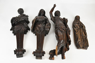 Lot 1244 - A pair of 19th century carved oak corbels...