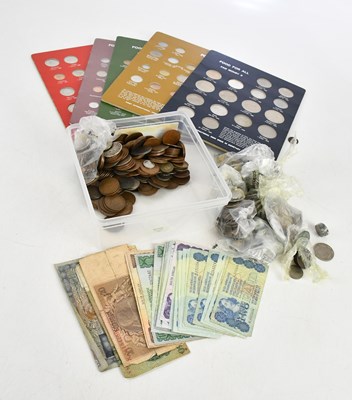 Lot 2517 - A collection of assorted coins and banknotes,...