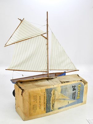 Lot 616 - A painted wooden model of a pond yacht,...