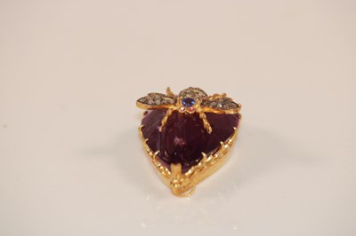 Lot 363 - A silver and 9ct yellow gold diamond amethyst...