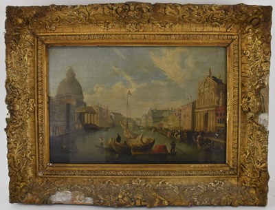 Lot 186 - UNATTRIBUTED; an oil on board, Venetian scene,...