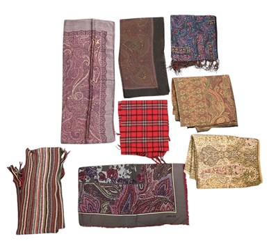 Lot 430 - BURBERRYS; a cashmere tartan red ground scarf,...