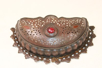 Lot 1255 - A pair of Moorish inspired glass set demi-lune...
