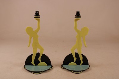 Lot 1251 - A pair of Art Deco perspex table lamps, each...