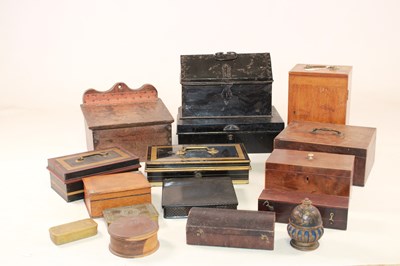 Lot 1052 - A collection of boxes, many wooden examples,...