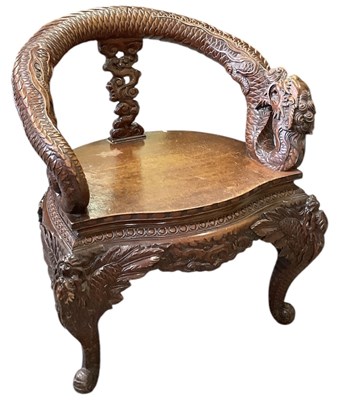 Lot 607 - A modern Chinese carved hardwood bow back...
