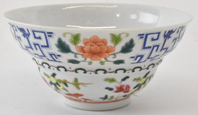 Lot 606 - A Chinese hand painted floral decorated wide...