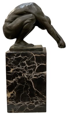 Lot 692 - A modern cold cast bronze figure of a diver,...