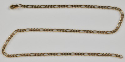 Lot 1219 - A 9ct gold flat curb figaro link necklace with...