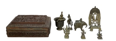Lot 666 - A group of seven Indian/Benin bronze figures...