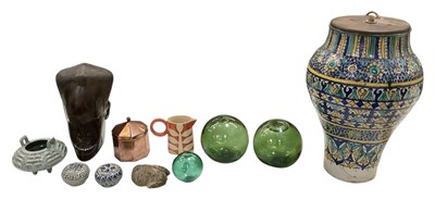 Lot 361 - A Moroccan earthenware tin glazed jar which...
