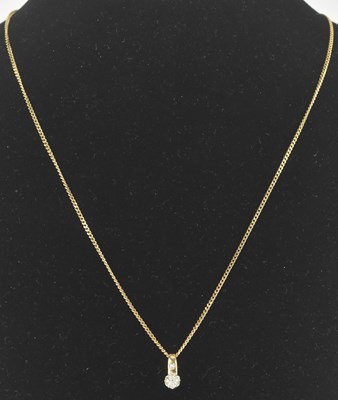 Lot 1244 - A 9ct gold diamond cluster necklace pendant...