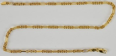 Lot 1222 - A 9ct gold figaro link necklace with lobster...