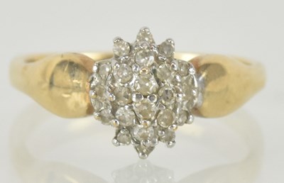 Lot 1200 - A 9ct gold diamond cluster ring, size L,...