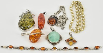Lot 1333 - A small collection of mostly amber and silver...