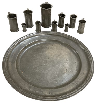 Lot 453 - An 18th century circular pewter tray, diameter...