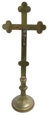 Lot 454 - A late 19th century Gothic brass church altar...