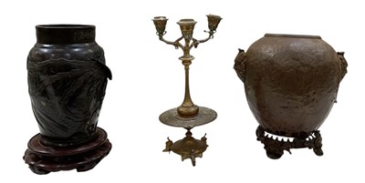 Lot 629 - A 19th century Chinese bronze vase, decorated...