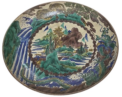 Lot 658 - An early 20th century Japanese porcelain wall...
