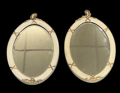Lot 72 - A pair of French style oval white painted gilt...