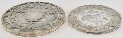 Lot 1106 - A pair of sterling silver mounted glass table...