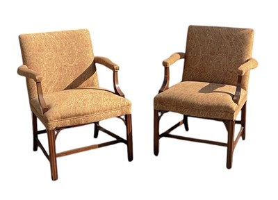 Lot 49 - A pair of reproduction mahogany framed floral...