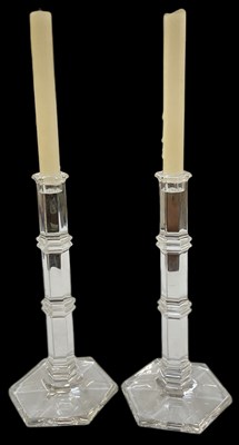 Lot 561 - TIFFANY & CO; a pair of modern crystal glass...