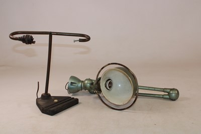 Lot 1247 - An industrial bench or wall mounted lamp...