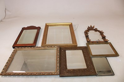Lot 1258 - A group of small mirrors, including wooden and...