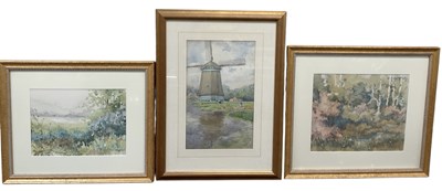 Lot 269 - ELLEN HAFFNER; an abstract watercolour, rural...